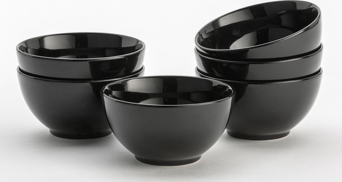 Lite-Body Kom Groot - Ø14,5cm/500 ml - Mystique zwart - Set van 6