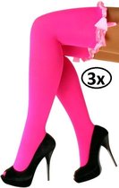3x Britney kousen met strik fluor pink