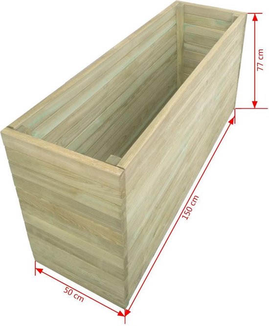 gelijktijdig heet voorstel Plantenbak geïmpregneerd grenenhout voor Buiten 150x50x77cm / Planten Bak  voor Tuin /... | bol.com