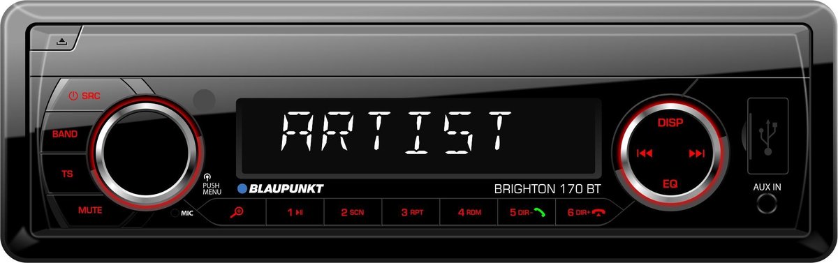 Blaupunkt Brighton 170 – Autoradio – Enkeldin – Bluetooth – USB – AUX – Zwart