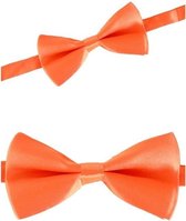 Oranje verkleed vlinderstrikje 14 cm voor dames/heren - Oranje thema Koningsdag/voetbal - Vlinderstrikken/vlinderdassen met elastieken sluiting