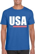 Blauw USA supporter t-shirt voor heren - Amerikaanse vlag shirts XXL