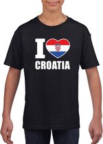 Zwart I love Kroatie fan shirt kinderen M (134-140)