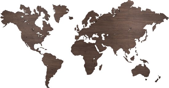 Carte du monde en noyer 216 x 117 cm