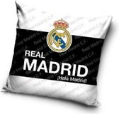 Real Madrid Kussen Logo 40 X 40 Cm Wit/zwart