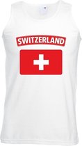 Singlet shirt/ tanktop Zwitserse vlag wit heren S