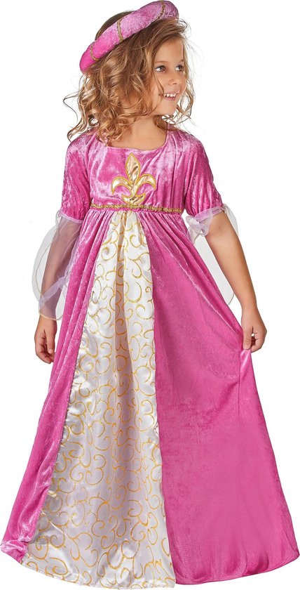 LUCIDA - Roze middeleeuwse fleur de lis prinses kostuum voor meisjes - L 128/140 (10-12 jaar)