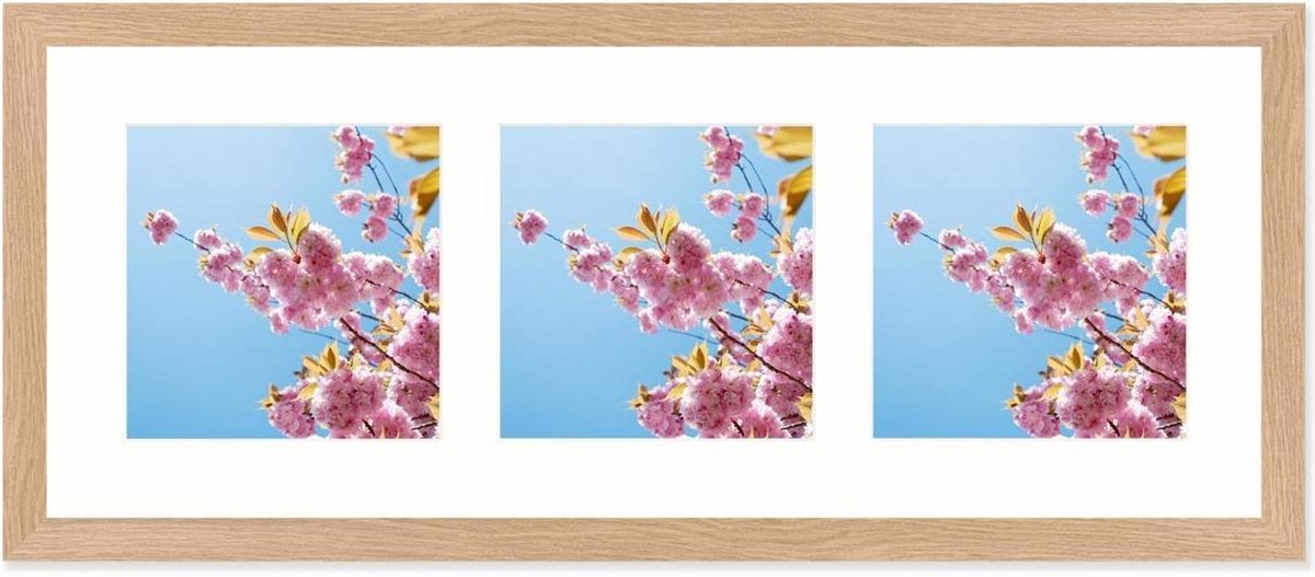 SecaDesign Anima Drieluik Fotolijst - Fotomaat 15x15 cm - Essenhout kleur bruin