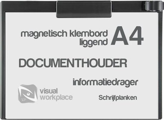 Presse-papiers magnétique A4 (paysage) - Noir