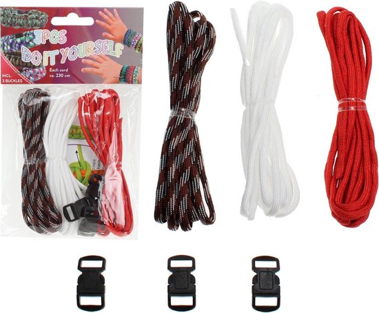 Foto: Jls paracord set 3 kleuren cord inclusief 3 buckels sluitingen