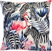 Zebra & Flamingo Kussenhoes | Katoen / Linnen | 45 x 45 cm