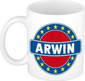Arwin naam koffie mok / beker 300 ml  - namen mokken