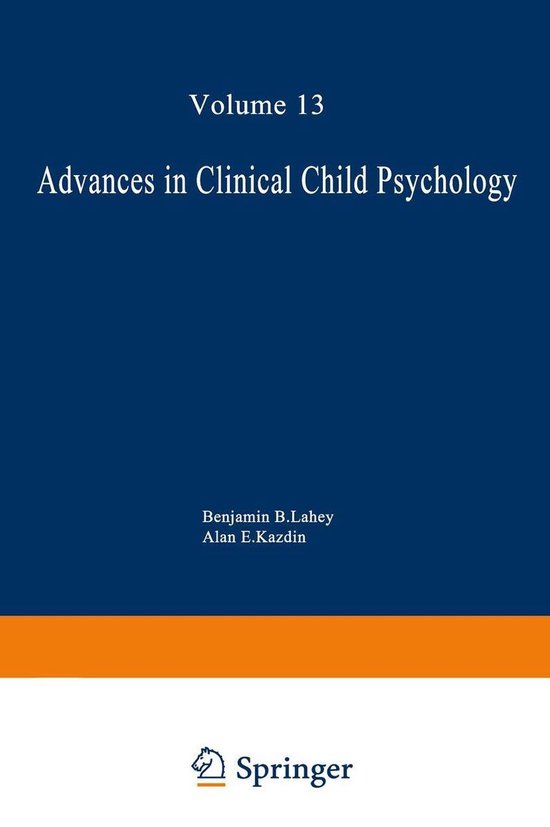 Advances in Clinical Child Psychology 13 - Advances in Clini ... - cover