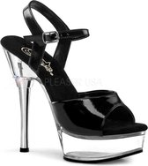 Pleaser - ALLURE-609 Sandaal met enkelband - US 5 - 35 Shoes - Zwart/Transparant