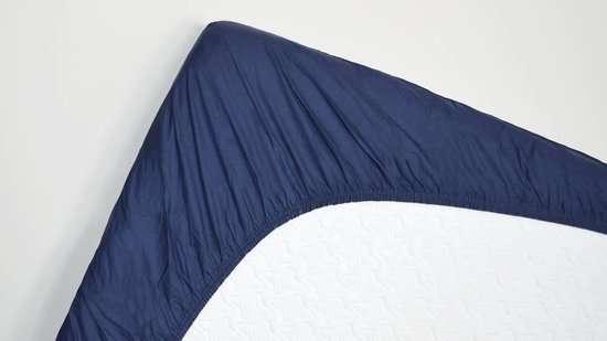 Snoozing - Hoeslaken - Lits jumeaux - 160x220 cm - Coton percale - Marine
