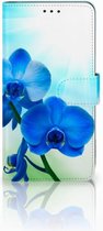 Bookcover Geschikt voor Samsung Galaxy A7 (2018) Design Orchidee Blauw
