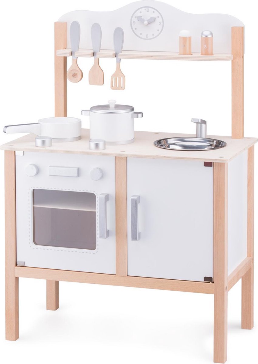 New Classic Toys Houten Speelkeuken - Wit - Inclusief Accessoires - Werkbladhoogte is 55 cm - New Classic Toys