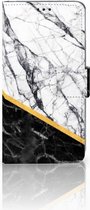 Geschikt voor Samsung Galaxy S10 Hoesje Bookcase Marble White Black