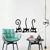 Muursticker 3 poezen - Muurdecoratie voor kattenliefhebbers - 30x20 cm sticker homedecoratie