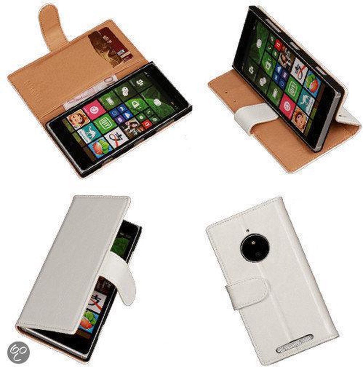 PU Leder Wit Nokia Lumia 830 Book/Wallet Case/Cover