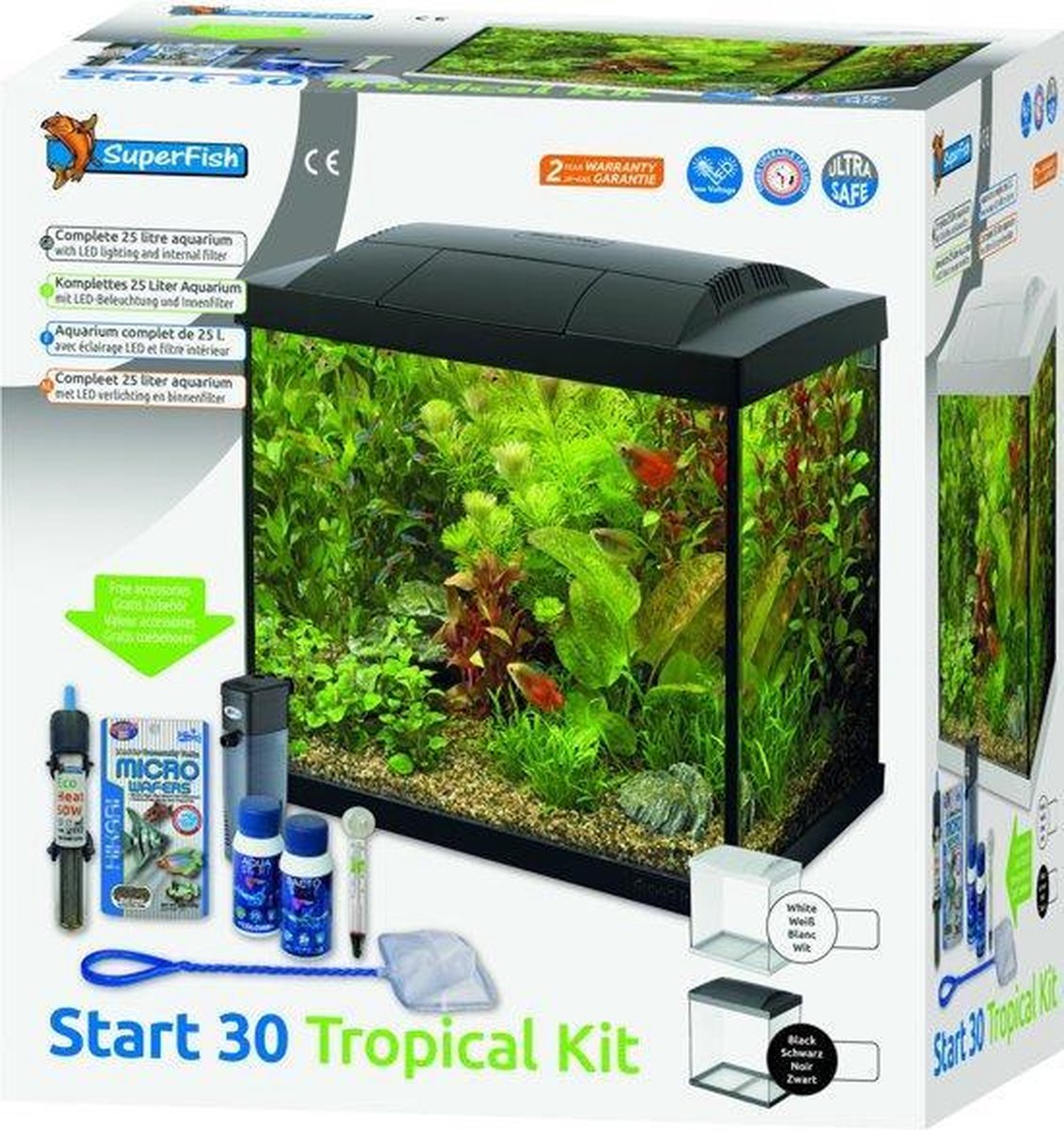 onbetaald Gestreept valuta Superfish Aqua LED 30 Tropical Kit Aquarium Met Filter En Verwarming - 36 x  23 x 39 cm... | bol.com