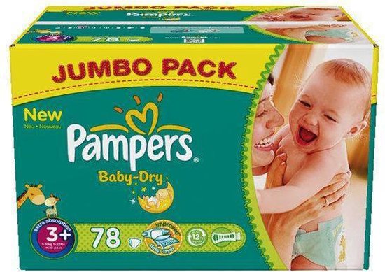 Pampers Baby Dry - Luiers Maat 3+ - Jumbo box plus 78st | bol.com