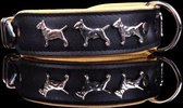 Dog's Companion - Leren halsband Bull Terriër - Lengte: 55cm (45-53cmx40 mm), Kleur: Zwart / Naturel
