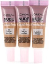 L'Oréal Nude Magique Cushion Dewy Glow Foundation - 11 Golden Amber (Testers 3 x 8 gr)