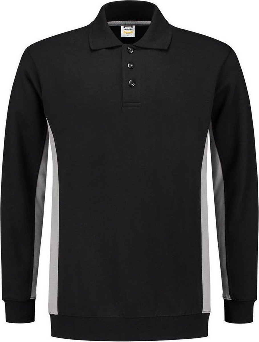 Tricorp 302003 Polosweater Bicolor - Zwart/Grijs - M