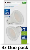 GU10 LED Spot (MR16) - 6W - Warm wit - 3000K - Duo pack - set van 4 ( = 8 lampen)