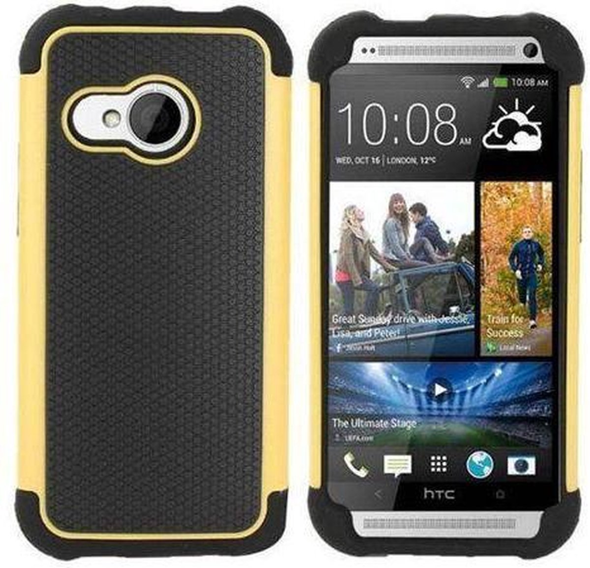 HTC One Mini 2 (M8) Hard Case Cover Zwart Geel