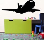 Muursticker Vliegtuig | kinderkamer | zwart | 50x160cm