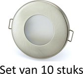 3W GU10 badkamer inbouwspot Zilver mat rond | Warm wit | Set van 10 stuks Met Philips LED lamp