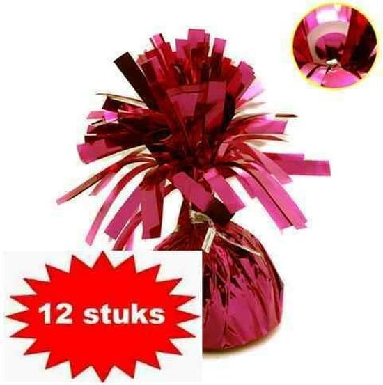 Rood ballon gewicht met 12 stuks in opvallende rode ster-sticker.