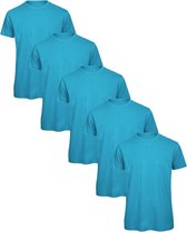 Senvi 5 pack T-Shirt -100% biologisch katoen - Kleur: Azure Blauw - XL