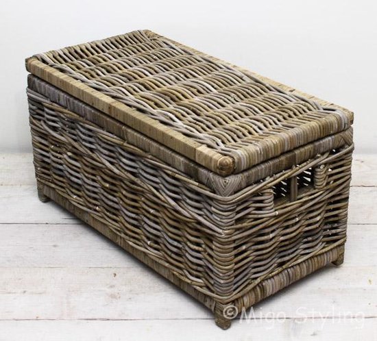 Panier de rangement avec couvercle 75x40xH40-Rotan-Grey