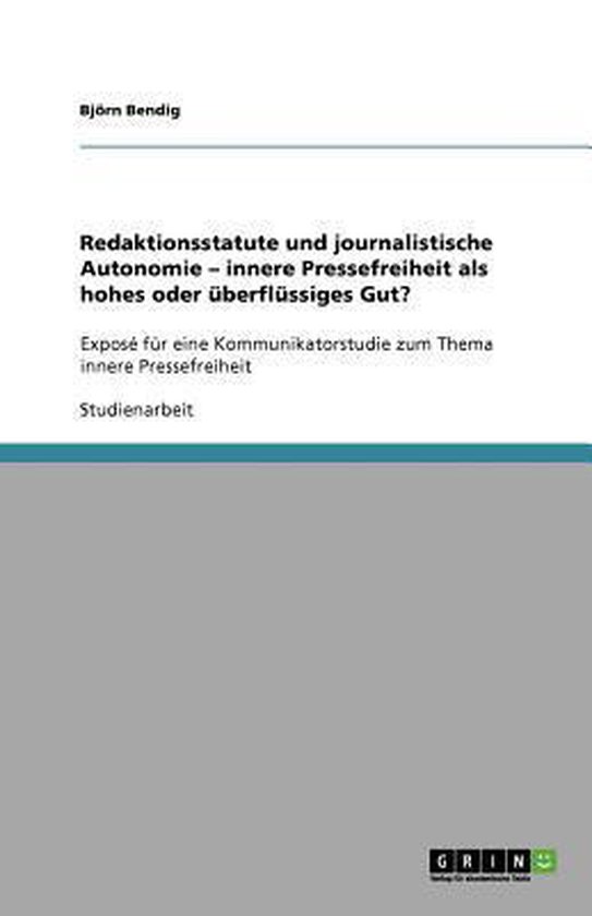 Redaktionsstatute und journalistische Autonomie - innere Pre ... - cover