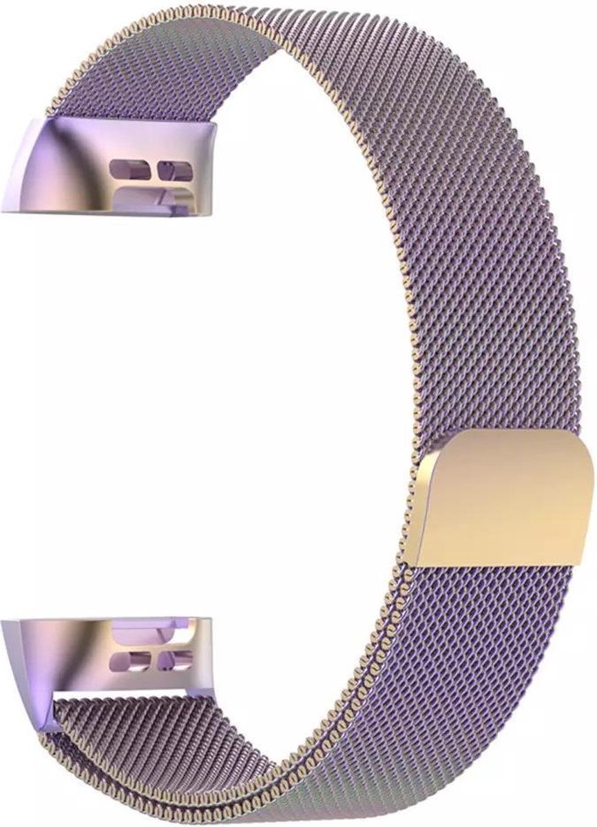 KELERINO. Milanees bandje geschikt voor Fitbit Charge 3 Regenboog - Large