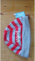 Stoer! reversible streepmuts rood met grijs van Lief!