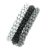 Snake armband 3 laags wit/zwart/grijs