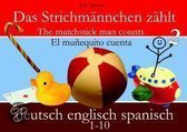 Das Strichm&auml;nnchen z&auml;hlt. Deutsch / Englisch / Spanisch