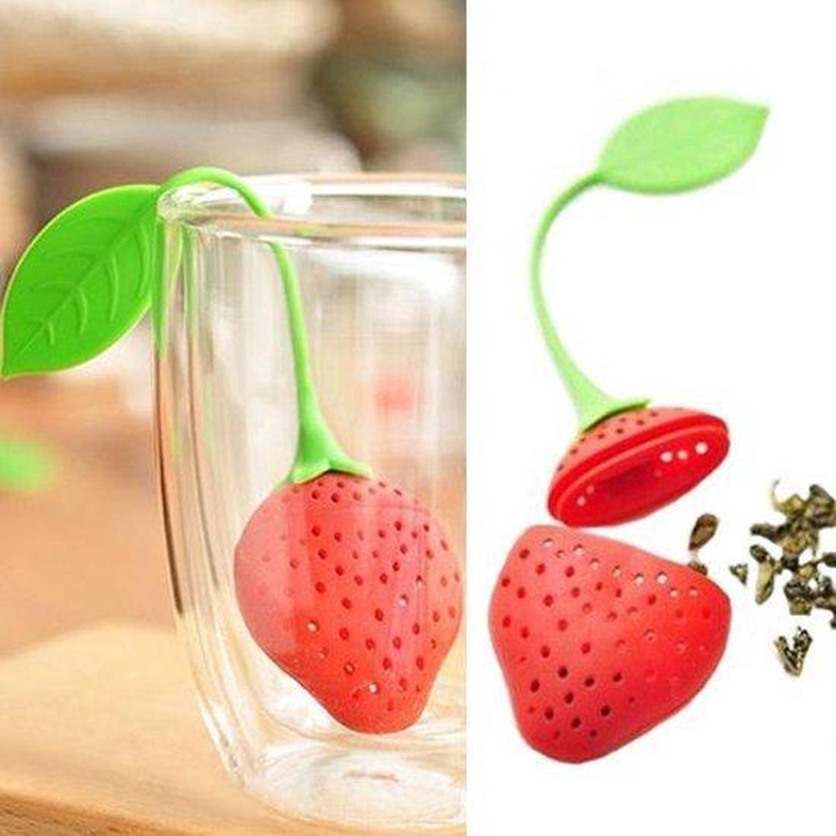 3x Theefilter Aardbei - THee infuser/ei - Theezeef
