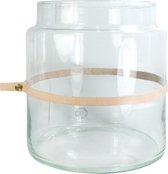 TAK Design Vaas Wrap Me Mini - Incl. Lederen Band - Glas - Ø19 x 20 cm - Bruin