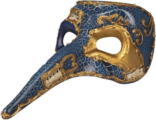Blauw Venetiaans snavel masker voor heren | bol