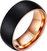 Wolfraam heren ring Zwart met rose 8mm-21.5mm