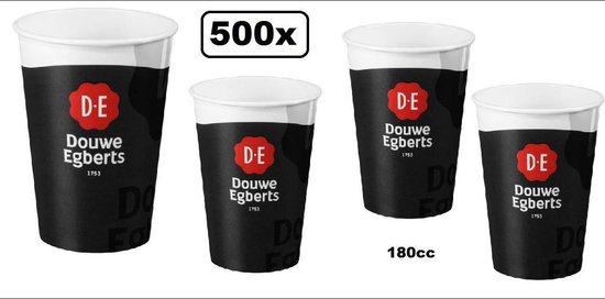 onderdelen cursief Tektonisch 500x Douwe Egberts beker karton 180ml zwart/wit - DE koffie thee coffee  beker hot... | bol.com