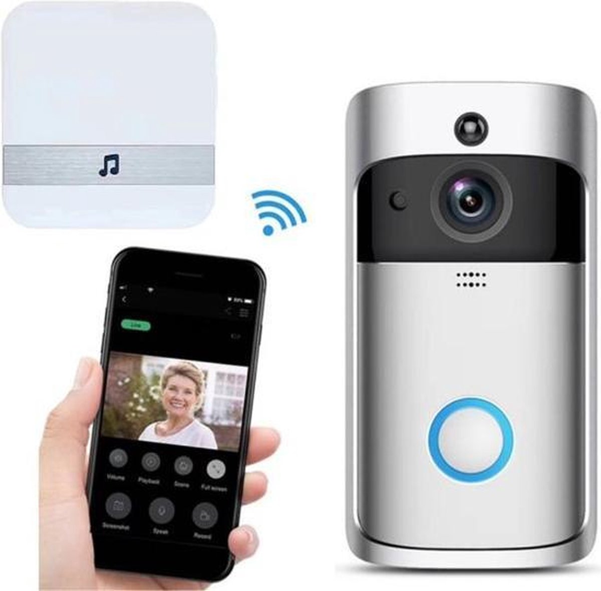 sonnette vidéo de sécurité avec carillon intérieur Caméra de sonnette WiFi sans fil sonnette vidéo sans fil pour système de sécurité à do interphone de sécurité visible 