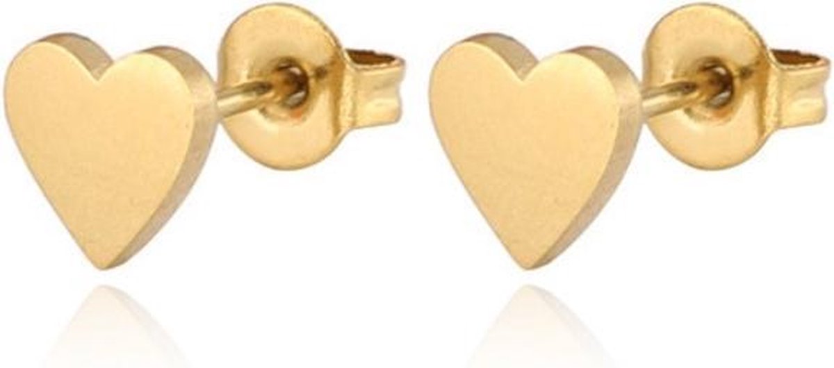 Cilla Jewels oorknoppen Edelstaal Hartje Goudkleurig