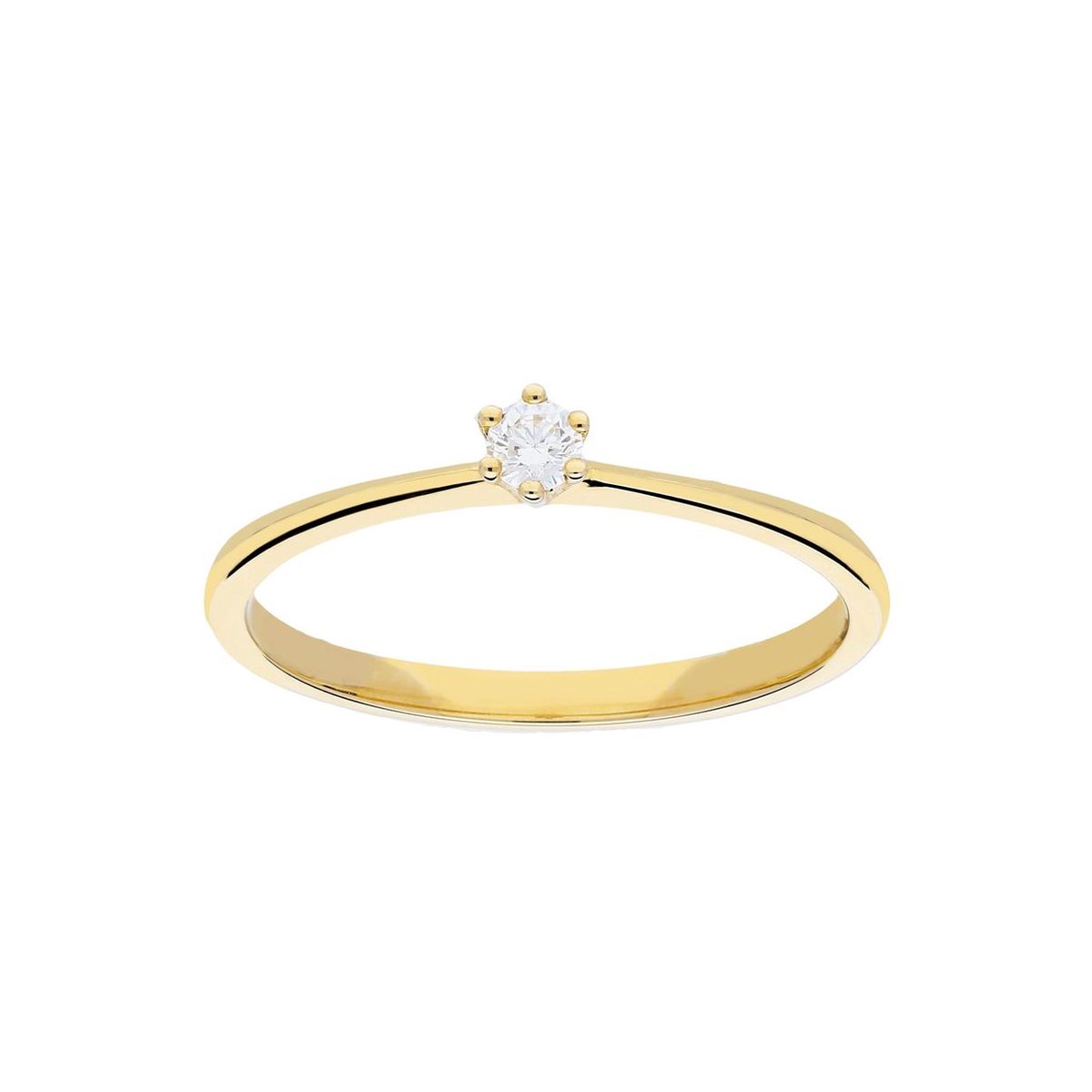 Glow ring met diamant solitaire - 1-0.07ct G/SI - geelgoud 14kt - mt 58