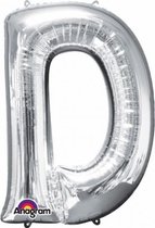 Letter D ballon zilver 86 cm